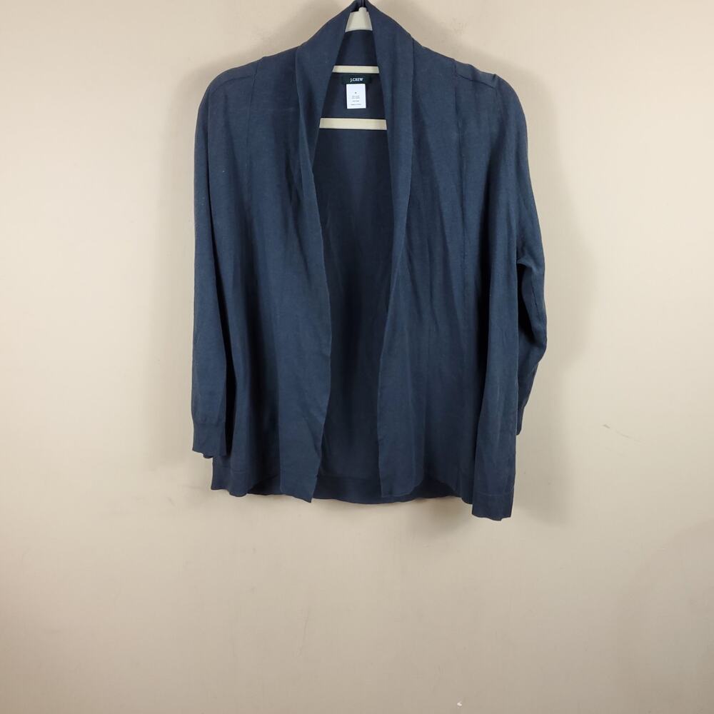 J. Crew Gray Linen Blend Open Front Cardigan Size M